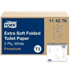 Туалетний папір Tork Premium Extra Soft листовий 2 шари білий 252 листи