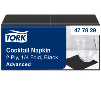 Серветки паперові Tork Advanced 24×24 см 2 шари чорні коктейльні 200 шт