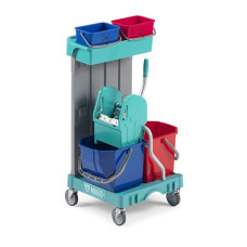Прибиральний візок пластиковий з віджимом 2 відрами по 15 л та 2 відрами по 4 л